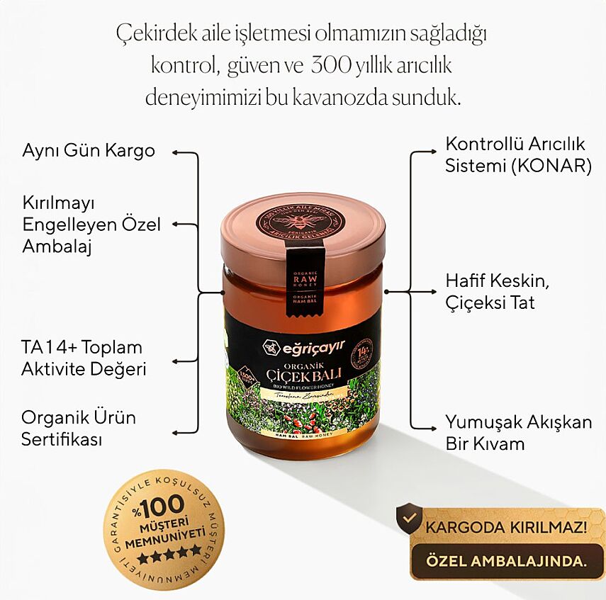 Eğriçayır Organik Çiçek Balı TA14+ (850 gr) - 6