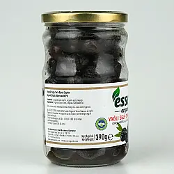 Essen Organik Yağlı Sele Süper Siyah Zeytin İri Boy-660 cc / 390 gr (1)