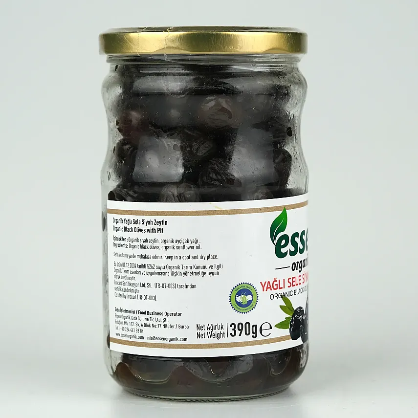 Essen Organik Yağlı Sele Süper Siyah Zeytin İri Boy-660 cc / 390 gr - 2