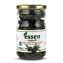 Essen Organik Yağlı Sele Süper Siyah Zeytin İri Boy-660 cc / 390 gr