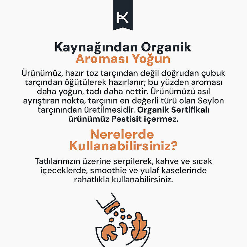 KarmaLife Bio Organik Seylon Toz Tarçın (40 gr) - 2