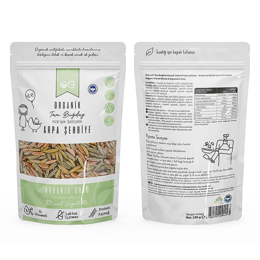 Og Natural Organik Karışık Sebzeli Arpa Şehriye +8 Ay (250 gr)  - 2