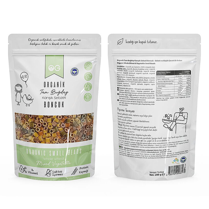 Og Natural Organik Karışık Sebzeli Boncuk Makarna 200gr +8 Ay - 2
