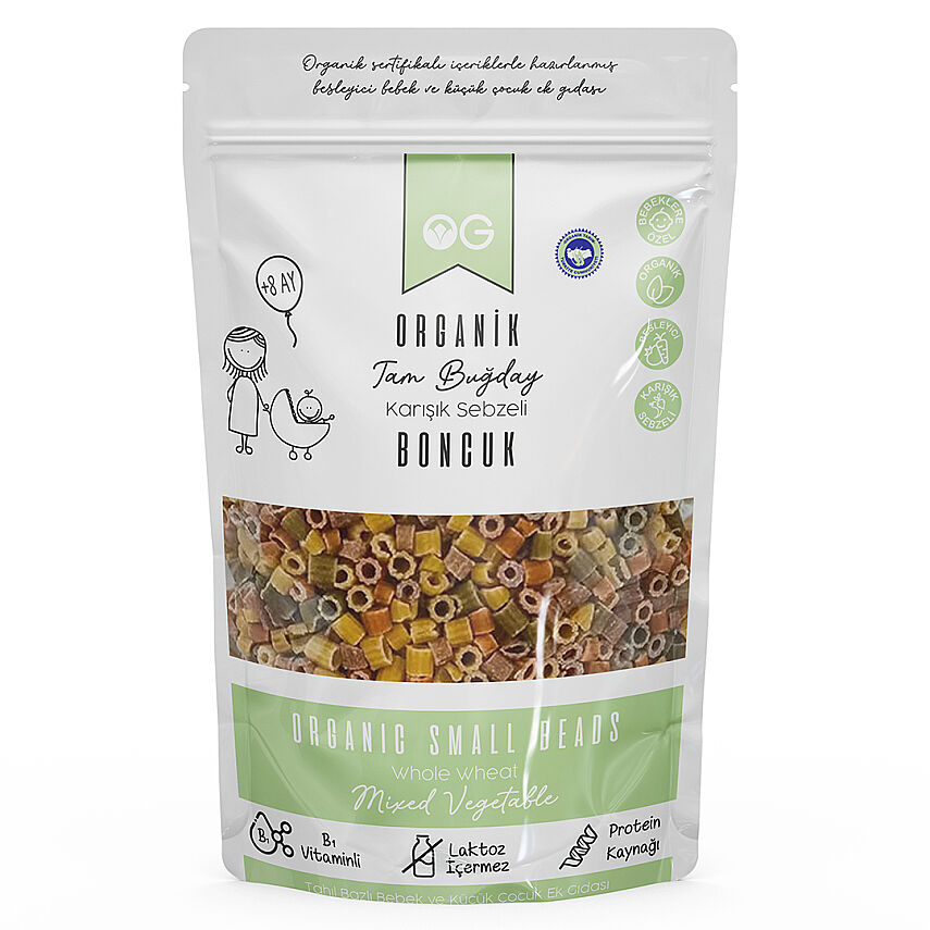 Og Natural Organik Karışık Sebzeli Boncuk Makarna 200gr +8 Ay - 1