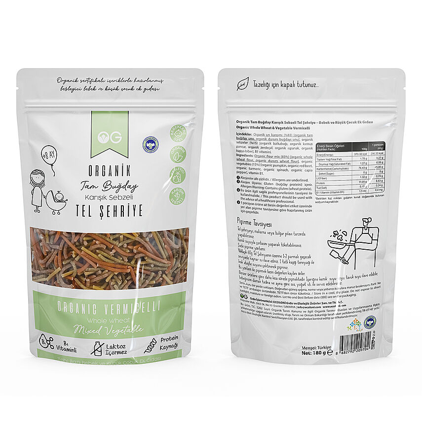 Og Natural Organik Karışık Sebzeli Tel Şehriye 180gr +8 Ay - 2