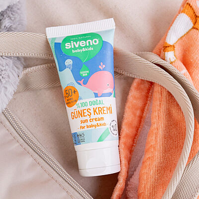 Siveno Doğal Bebek Güneş Kremi Leke Karşıtı Nemlendirici Bitkisel Vegan UVA UVB SPF50 (50 ml) (1)
